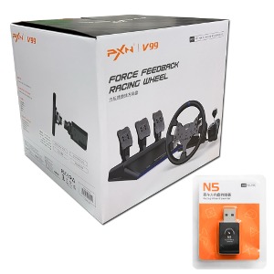 PXN V99 레이싱휠 포스피드백 핸들 +컨버터 포함 (PS5/PS4/PC)